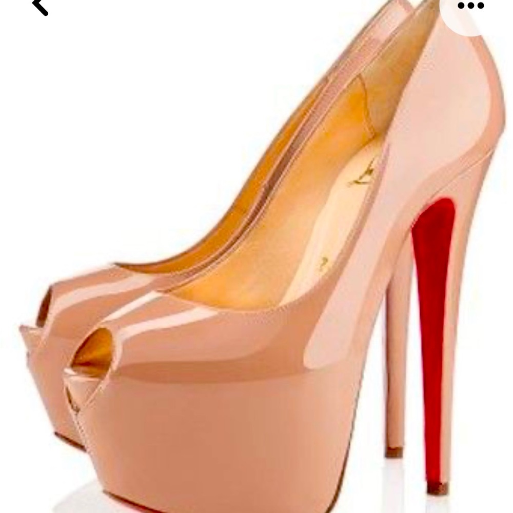 Authentic Christian Louboutin nude patent highness heels